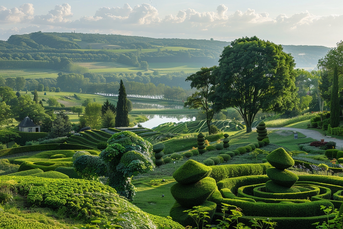 Vue panoramique d'un parc luxuriant à Beauvais, illustrant des espaces verts méticuleusement entretenus et transformés en œuvres d'art