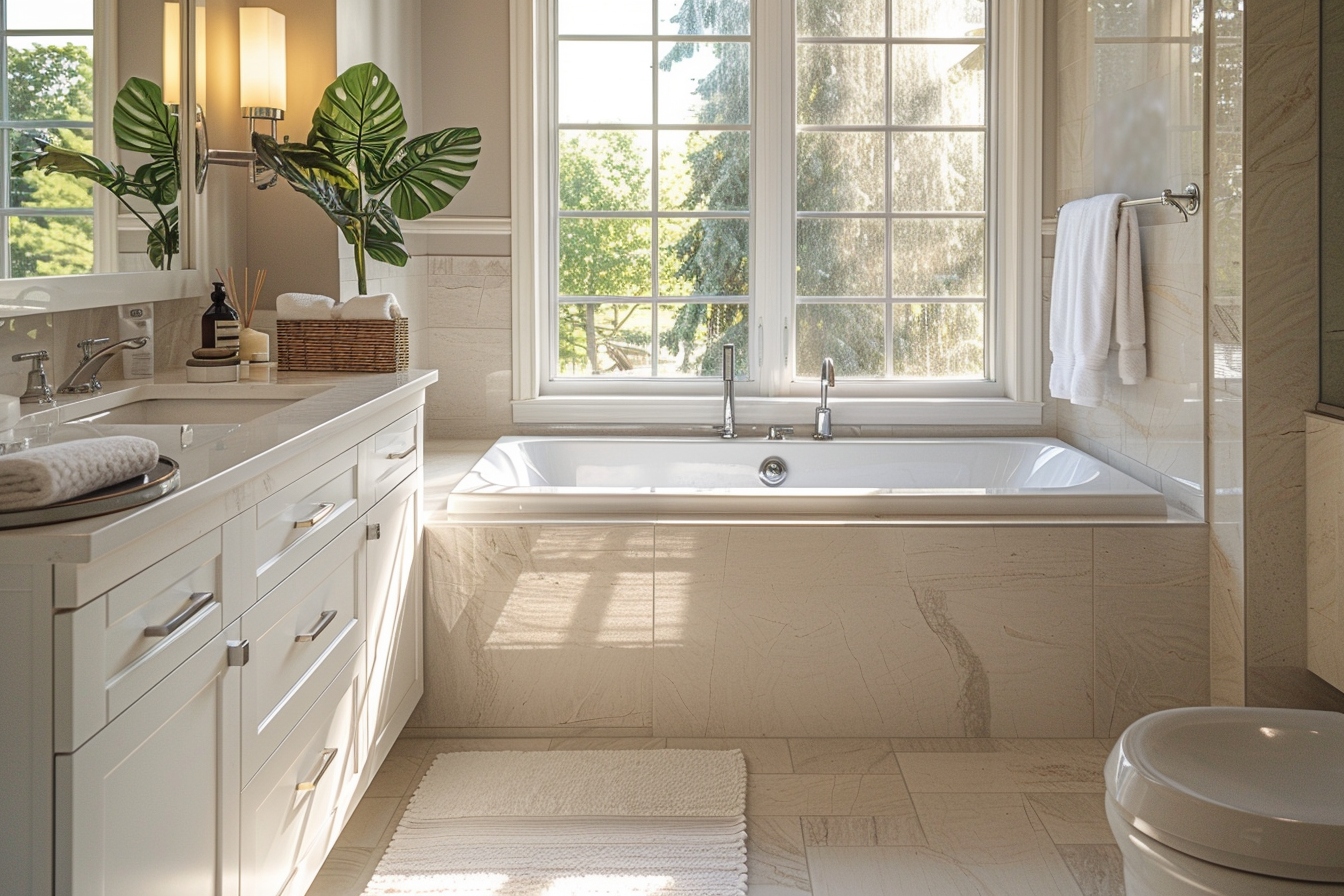 Rénovation moderne de salle de bain lumineuse avant déménagement contribuant à l'augmentation de la valeur immobilière à Beauvais